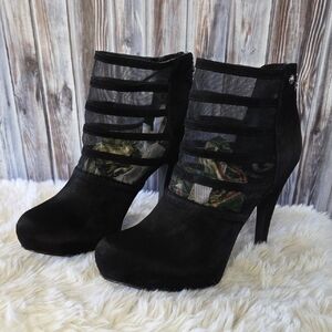 G by Guess Black Mesh Heeled Boots Size 8M